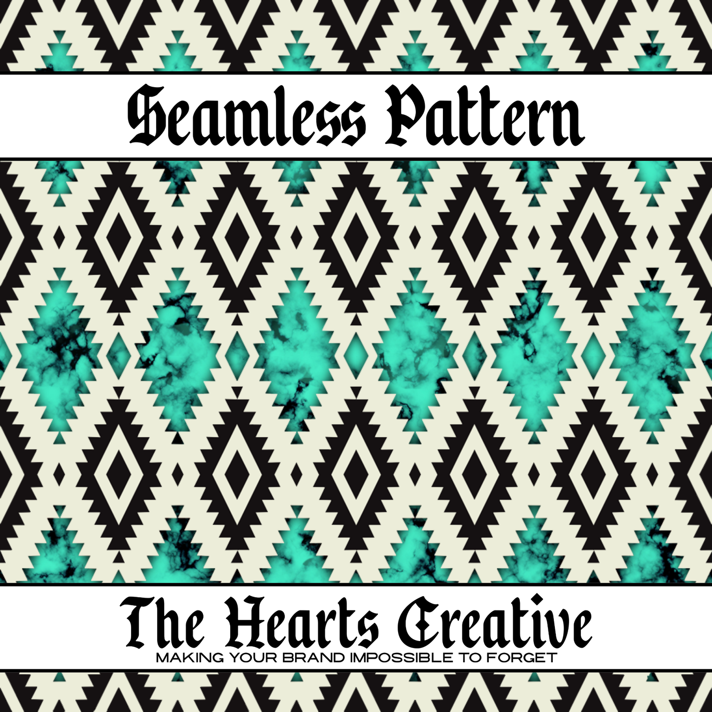 Turquoise Stone Aztec - Western Seamless Pattern - Digital Download