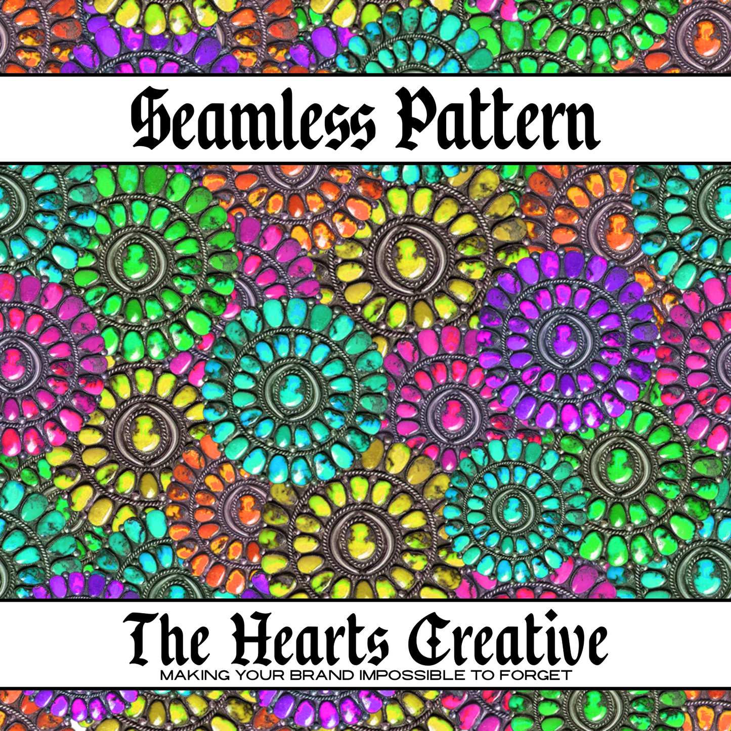 Rainbow Stones - Western Seamless Pattern - Digital Download