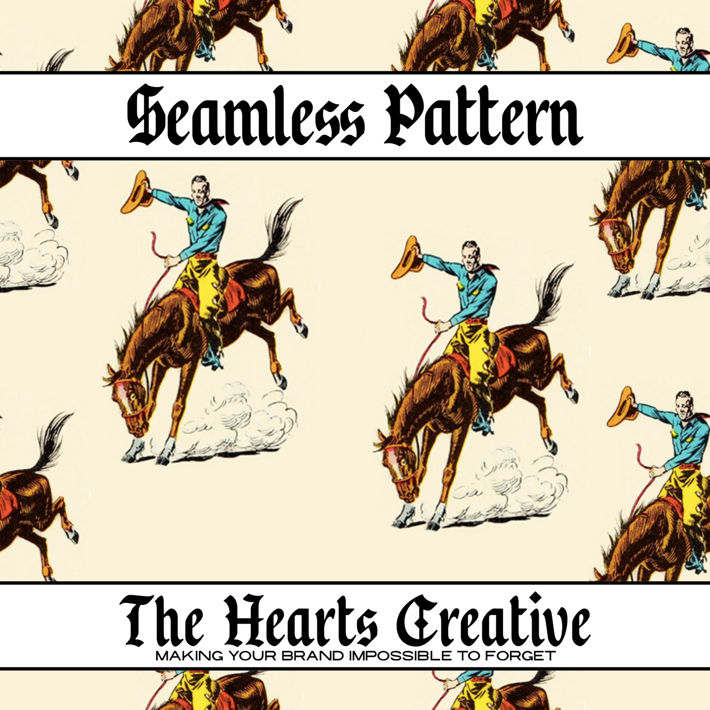 Vintage Cowboy Tan - Western Seamless Pattern - Digital Download