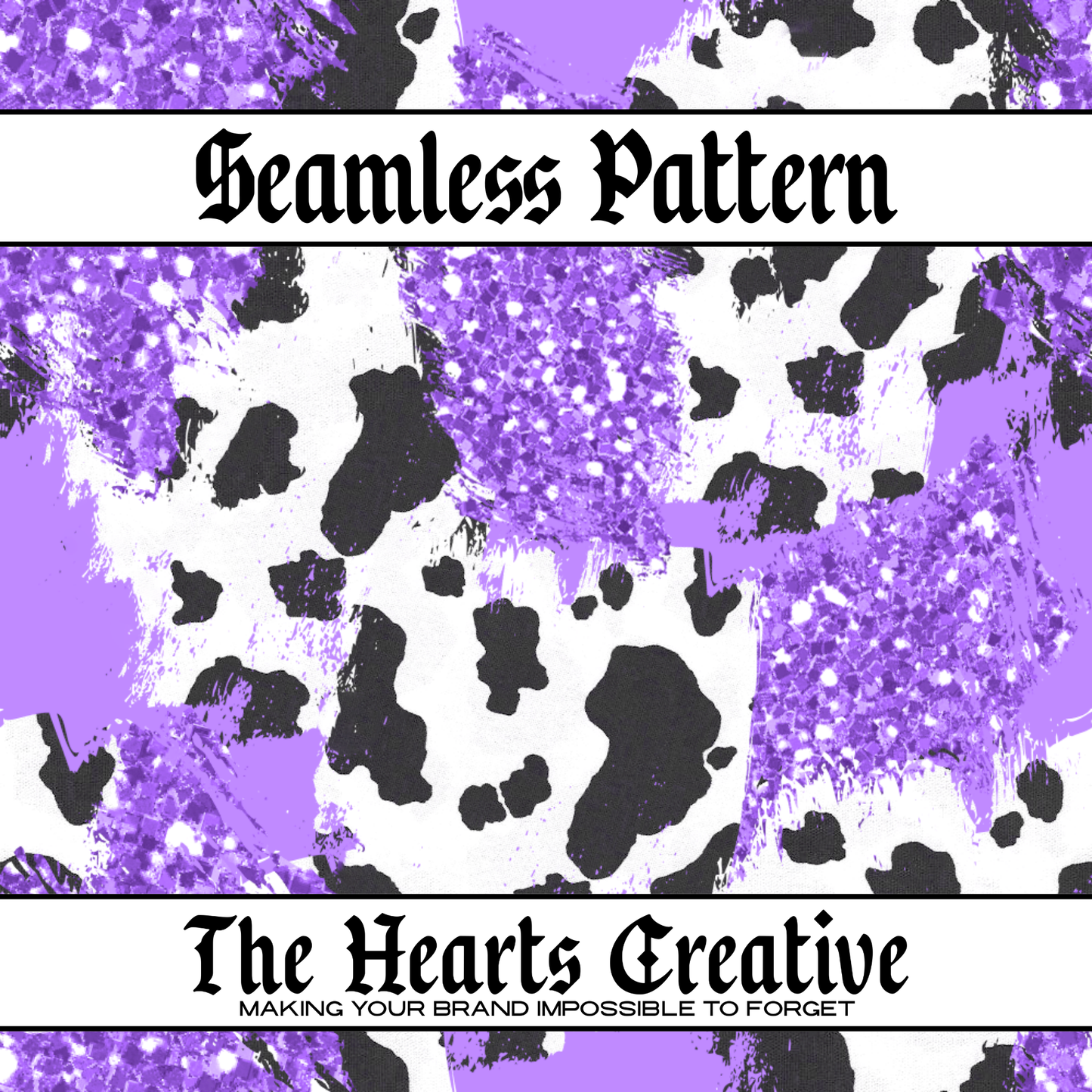 purple glitter cow seamless pattern for western fabric and sublimation