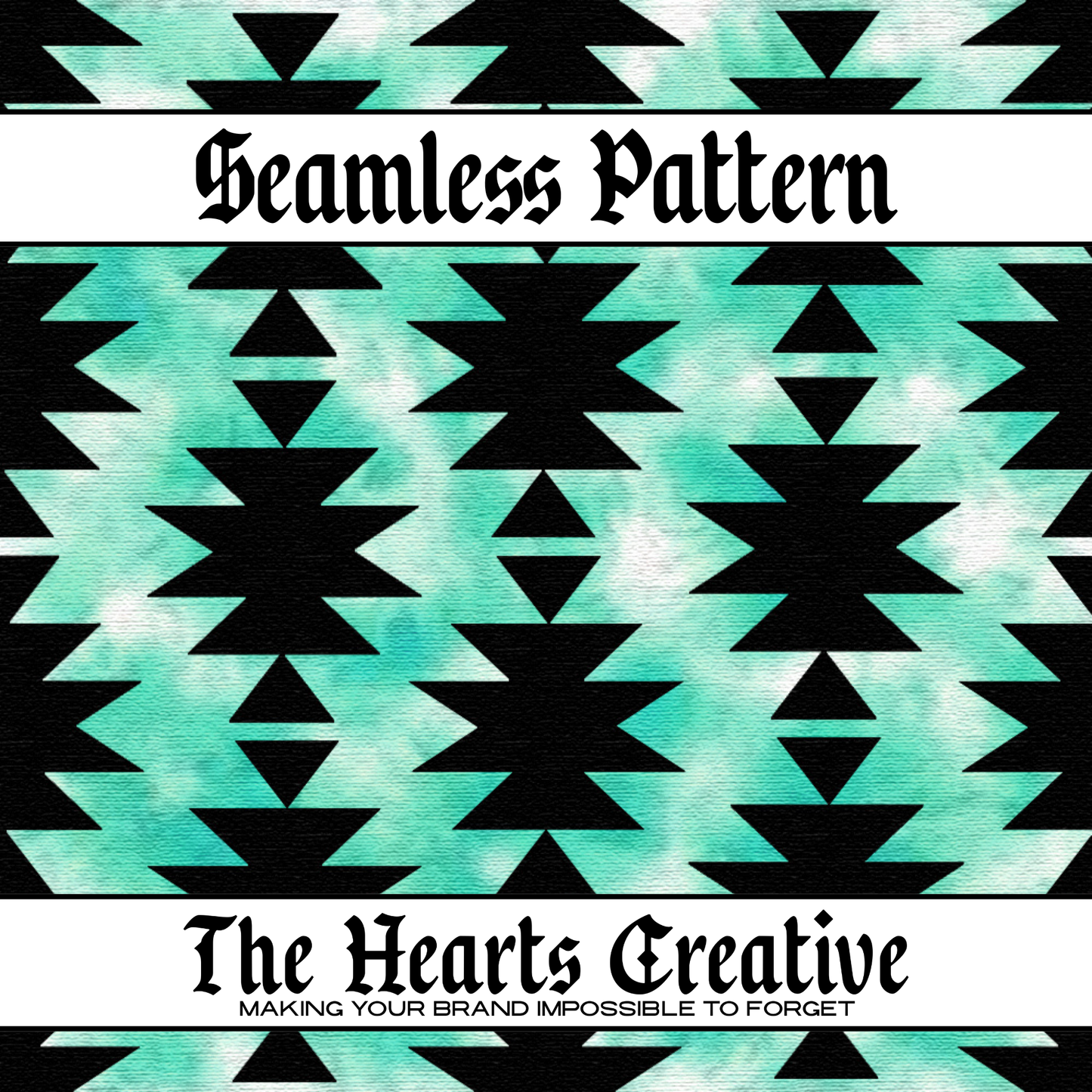 Turquoise & Black Aztec - Western Seamless Pattern - Digital Download