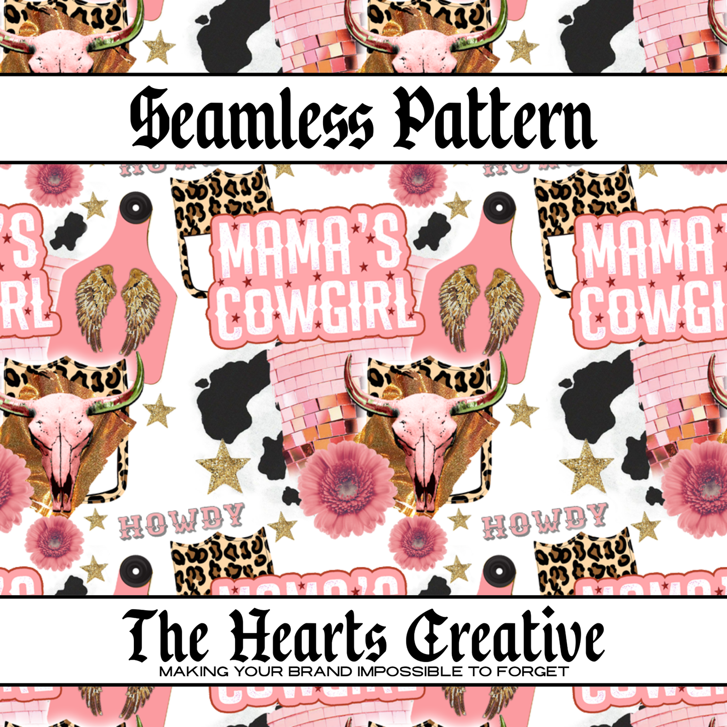Mama's Cowgirl Collage - Western Seamless Pattern - Digital Download