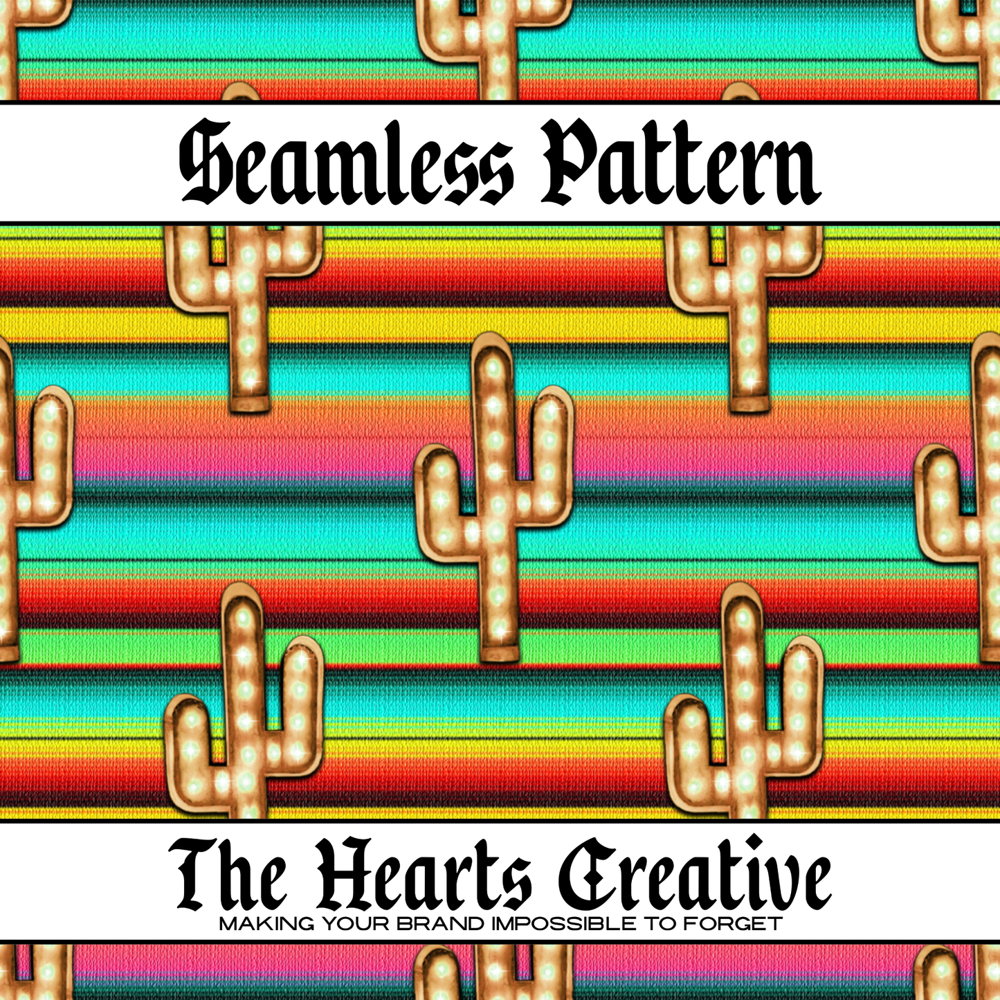 Small Serape Cactus - Western Seamless Pattern - Digital Download