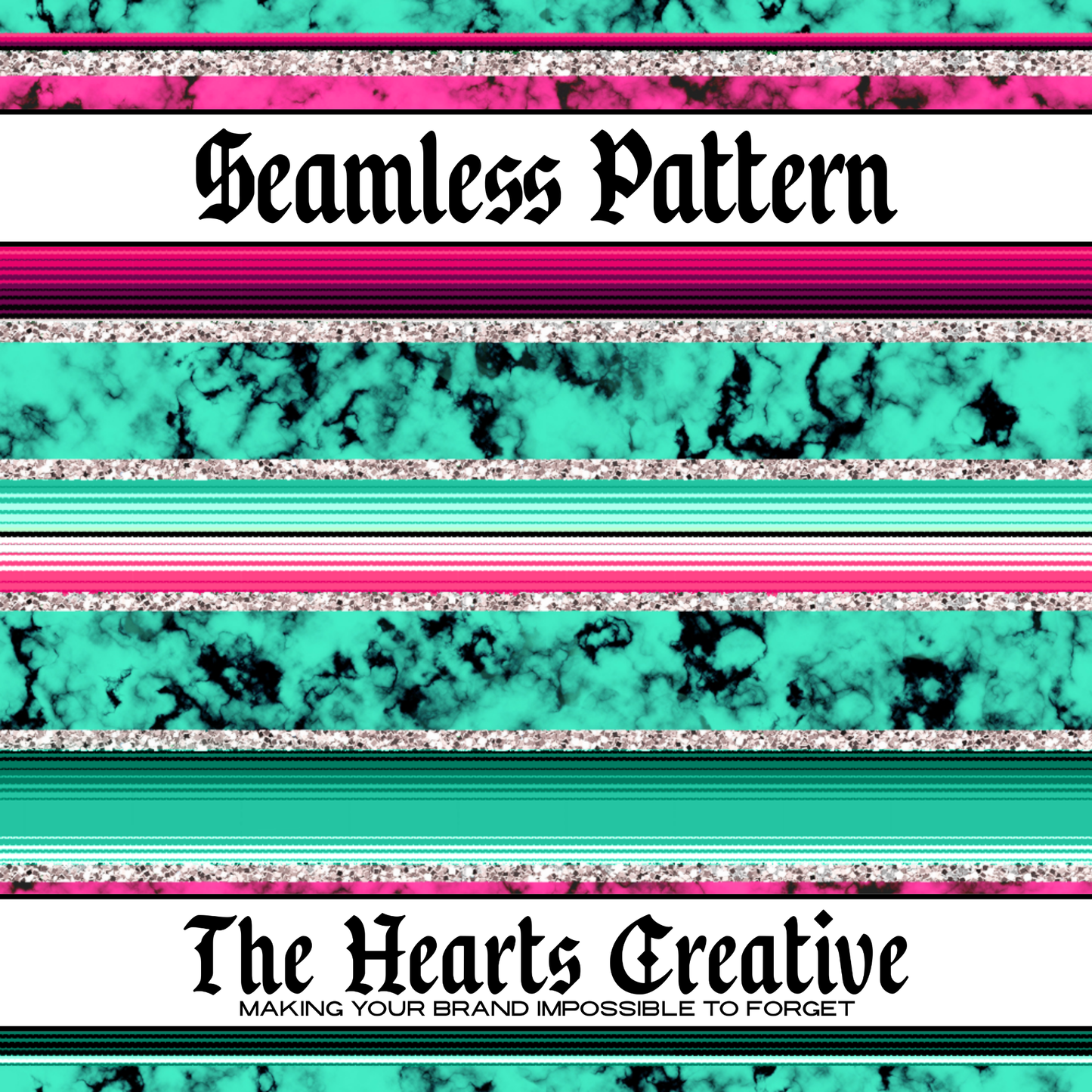 Pink & Turquoise Glitter Serape - Western Seamless Pattern - Digital Download