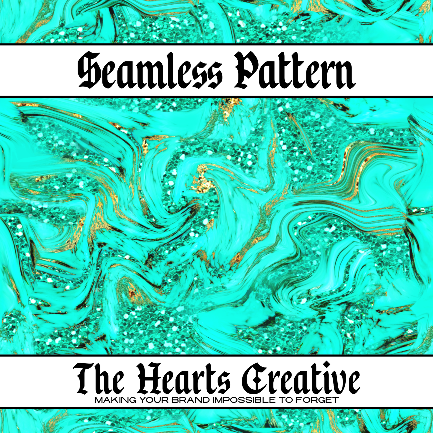 Turquoise Marbled Glitter - Western Seamless Pattern - Digital Download