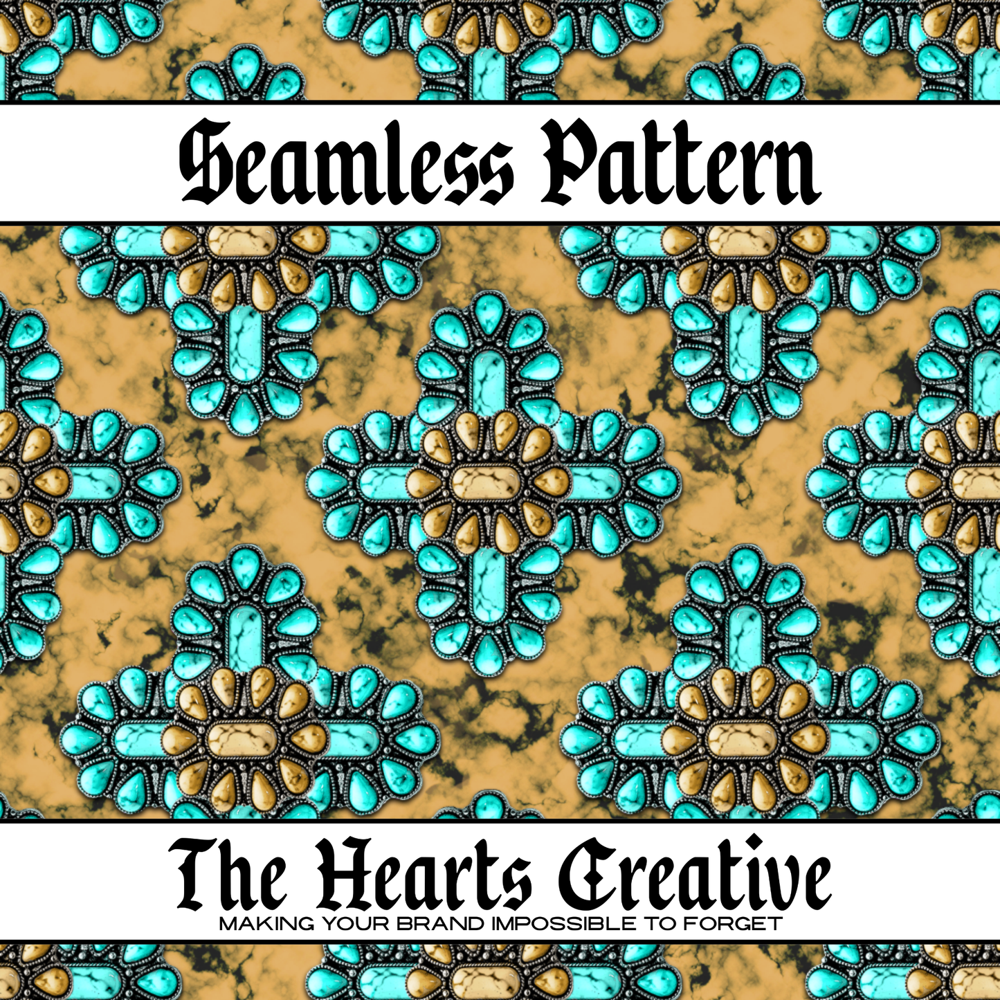 Turquoise Cross - Western Seamless Pattern - Digital Download