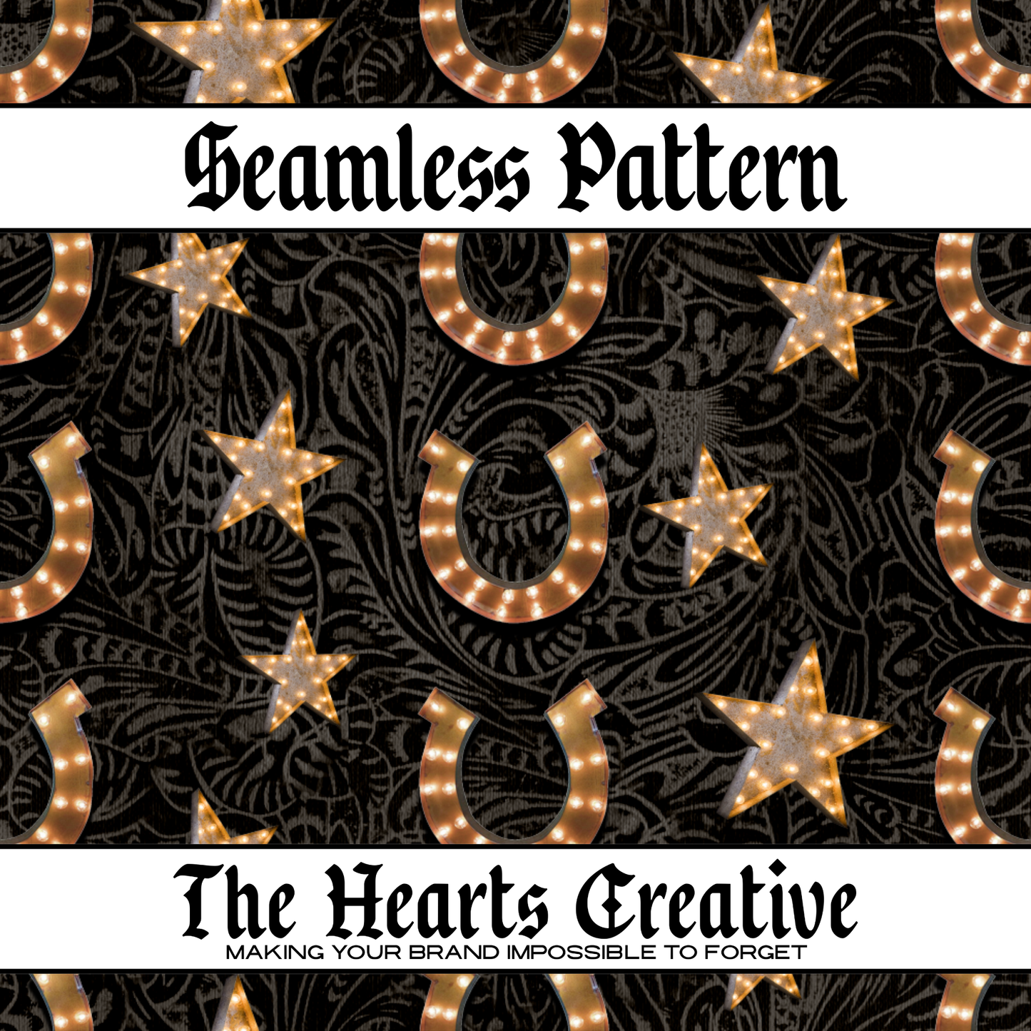 Horseshoe Stars - Western Seamless Pattern - Digital Download