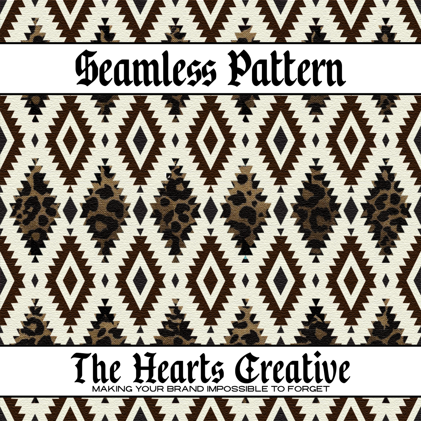 Cream Leopard Aztec - Western Seamless Pattern - Digital Download