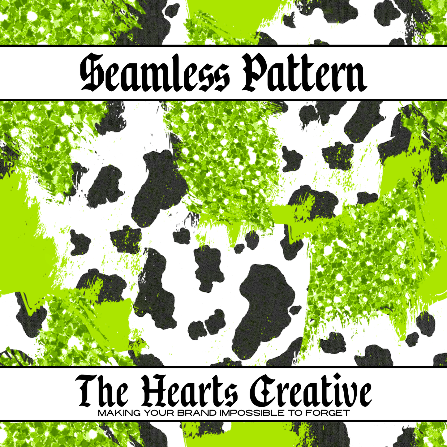 green glitter cow seamless pattern for fabric printing and sublimation