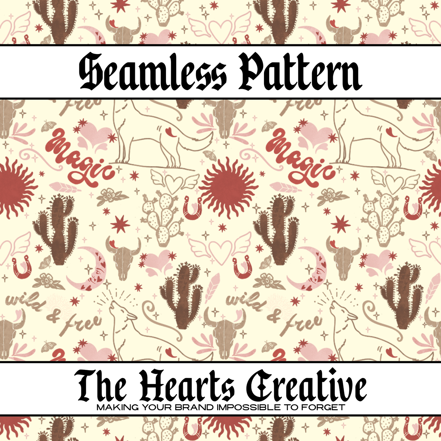 Wild & Free - Western Seamless Pattern - Digital Download
