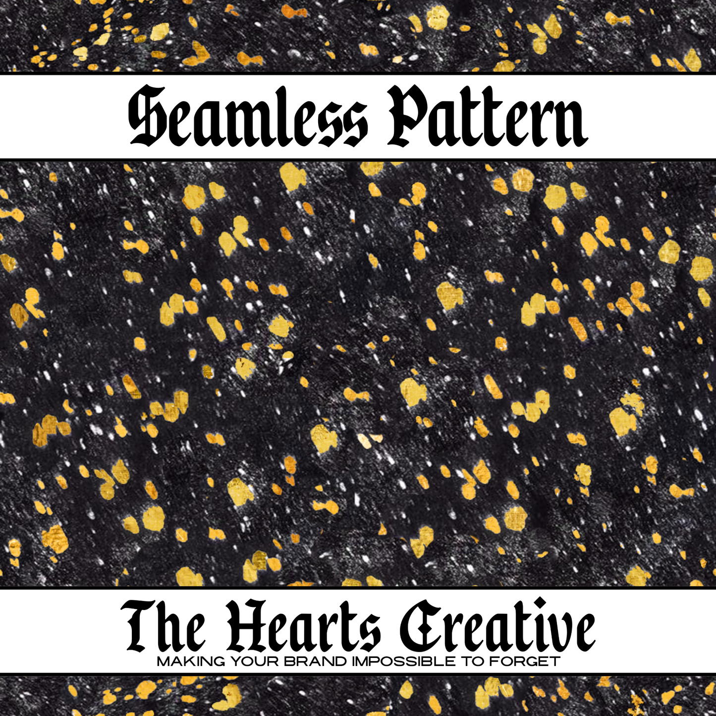 metallic gold and black cowhide seamless pattern for western fabric and sublimation