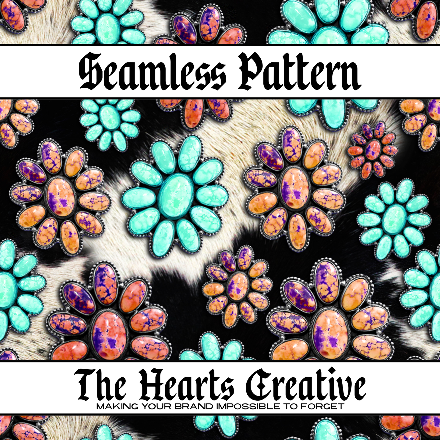 stones black cowhide seamless pattern for textured western fabric and sublimation