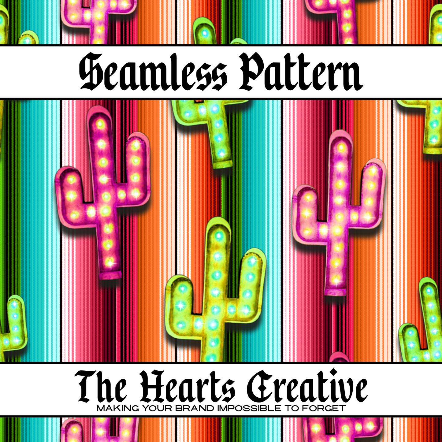 Neon Cactus Serape - Western Seamless Pattern - Digital Download