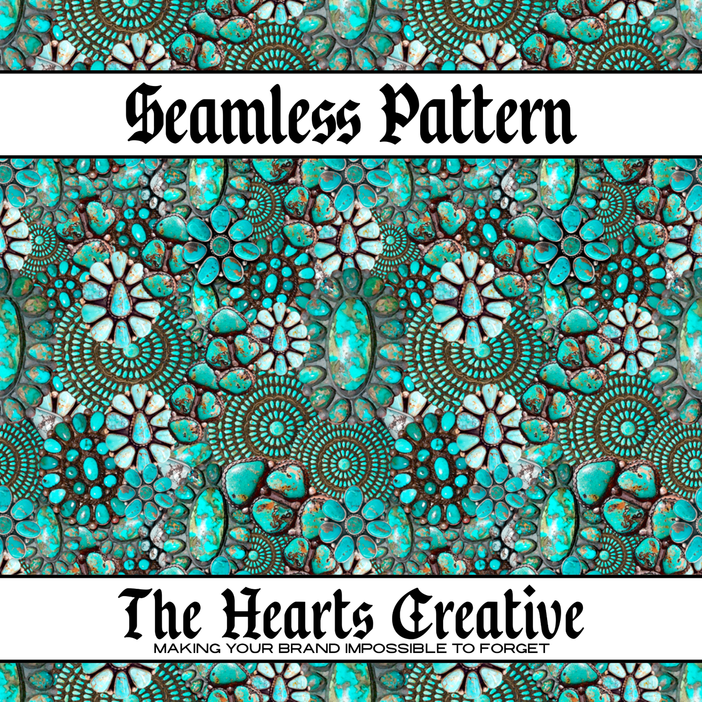 Small Turquoise Stones Collage - Western Seamless Pattern - Digital Download