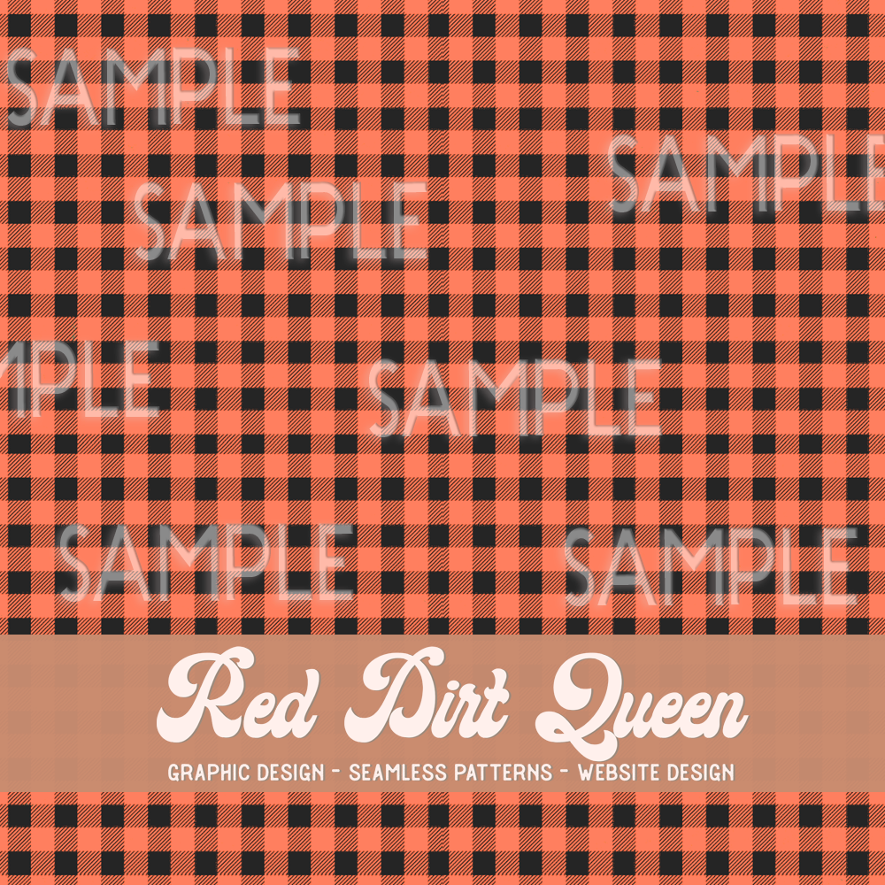 Orange red and black tartan plaid seamless pattern