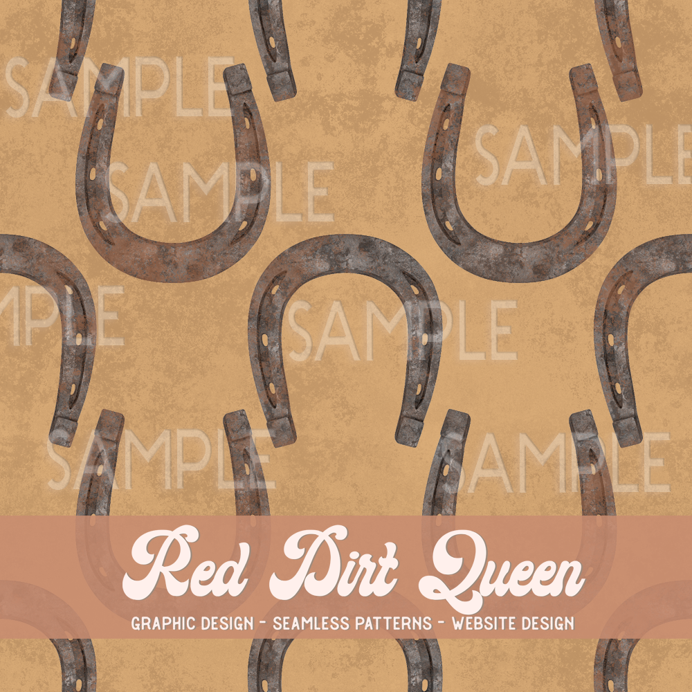 Seamless Pattern Distressed Horse Shoes – Red Dirt Queen Digital