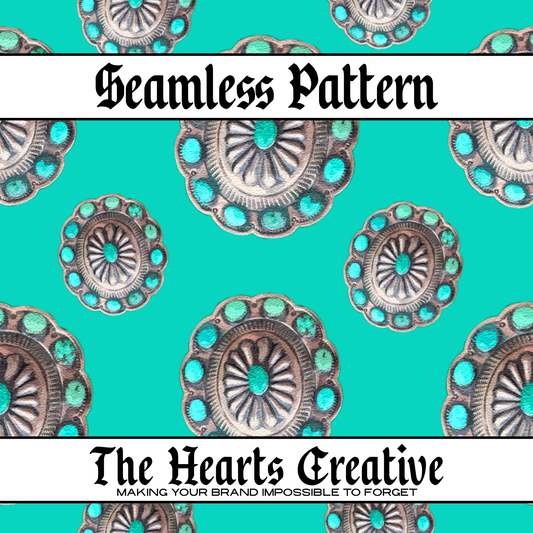 Turquoise Concho - Western Seamless Pattern - Digital Download