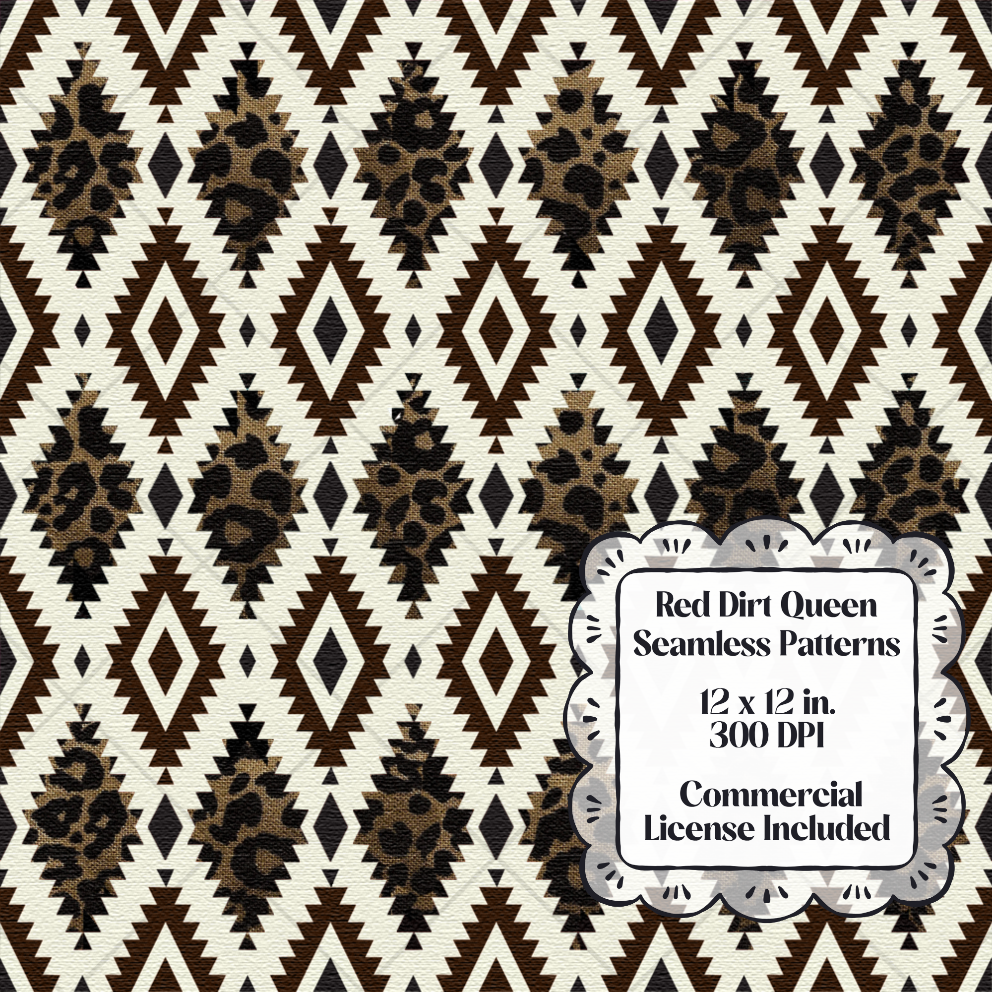 Leopard Aztec Seamless Pattern