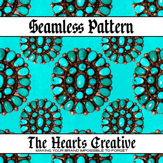 Distressed Turquoise Stones - Western Seamless Pattern - Digital Download