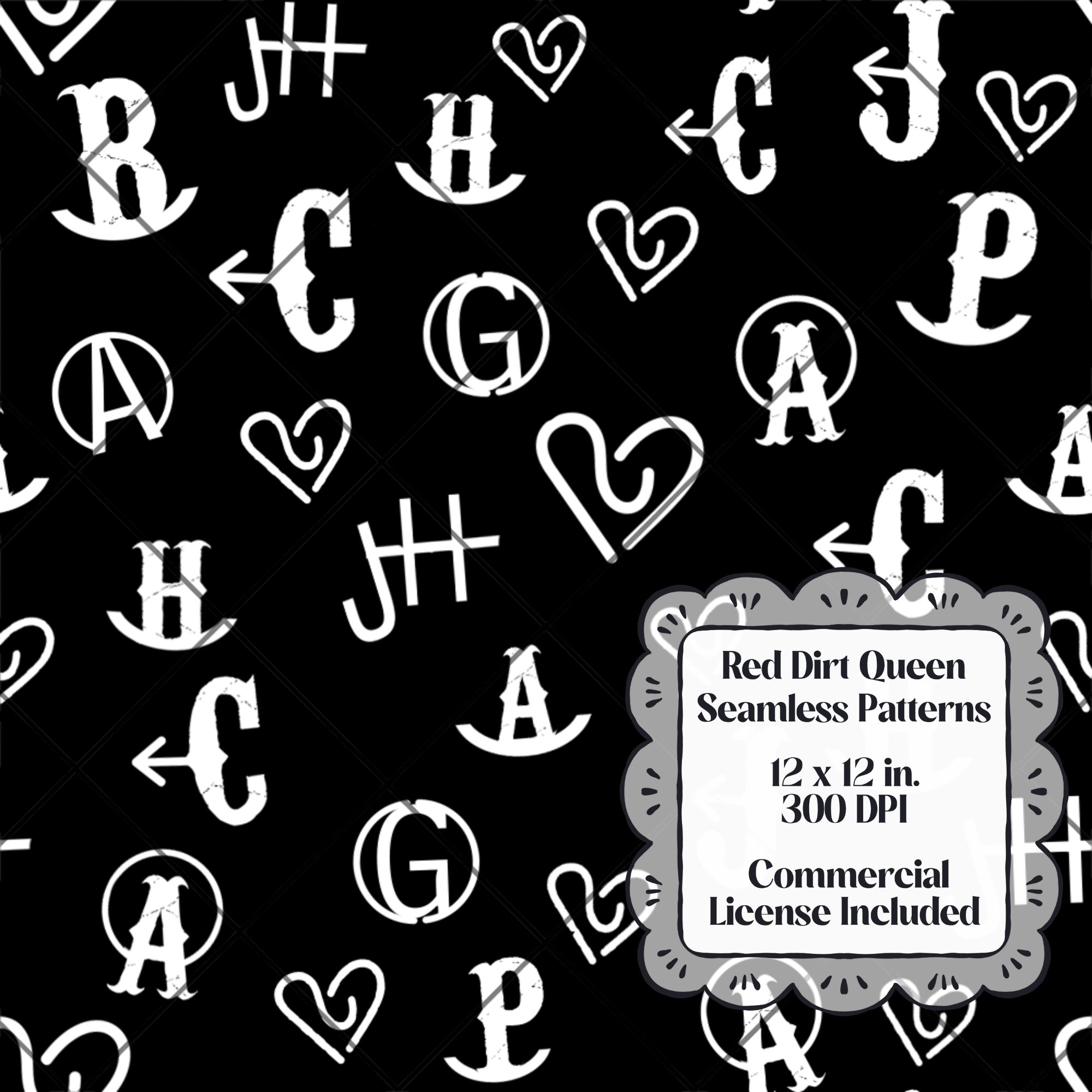 Black & White Brands Seamless Pattern