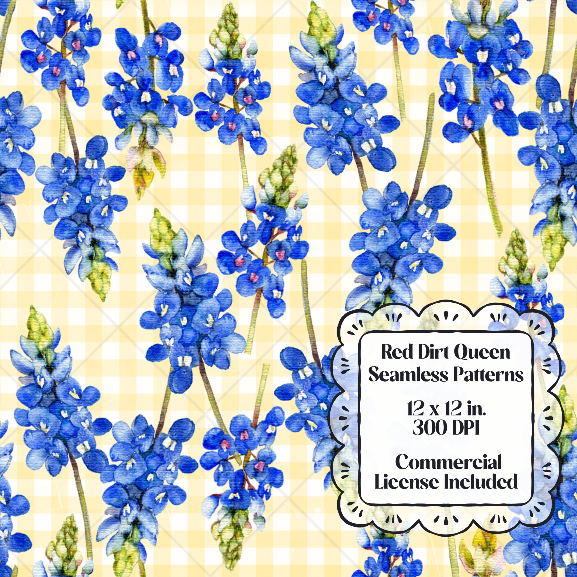 Plaid Bluebonnet Seamless Pattern