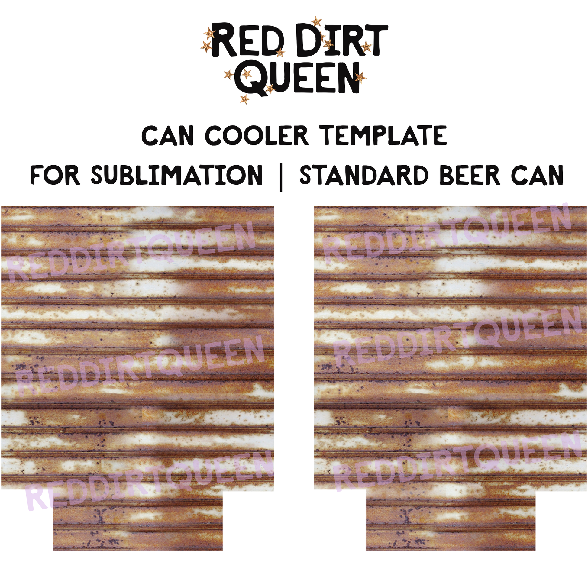 Rusty tin metal texture 12oz standard can cooler sublimation template PNG