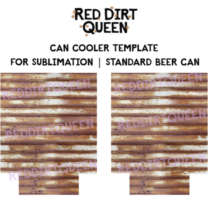 Rusty tin metal texture 12oz standard can cooler sublimation template PNG