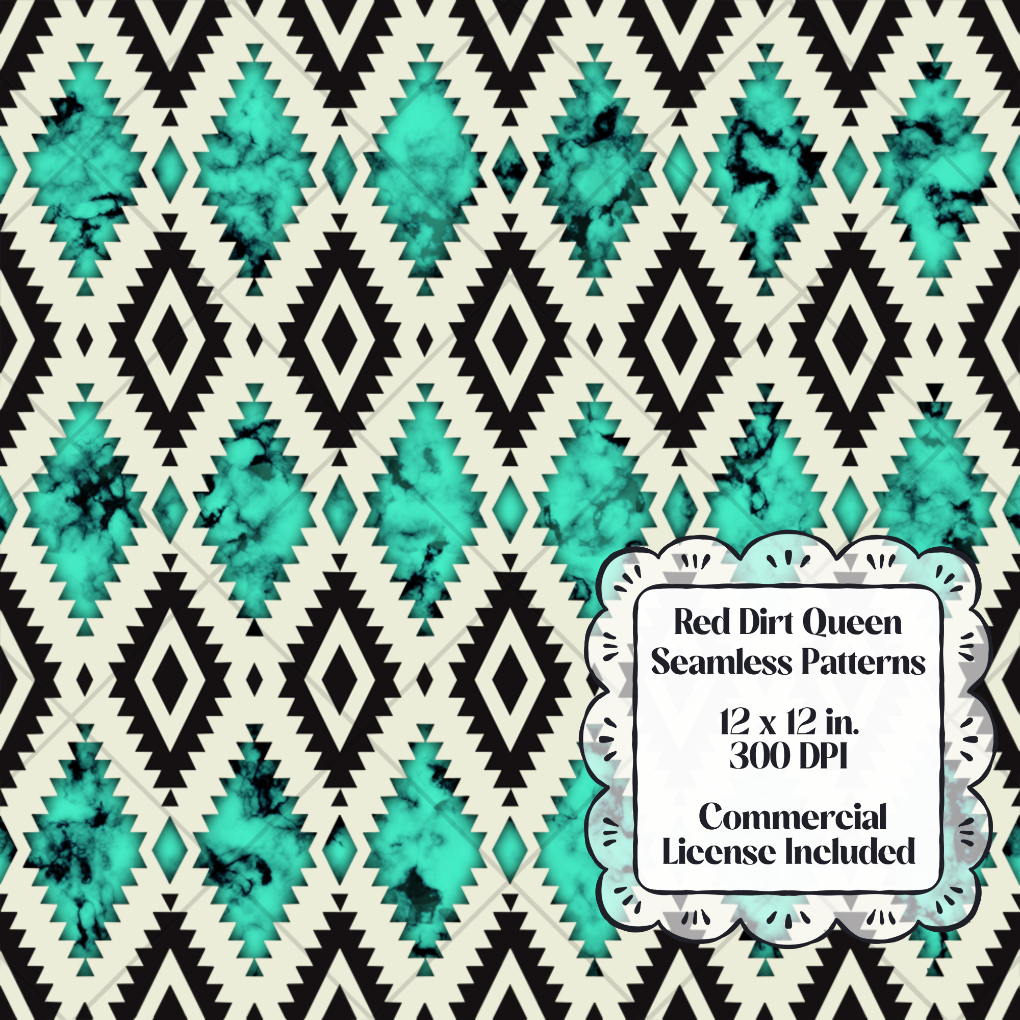 Turquoise Stone Aztec Seamless Pattern