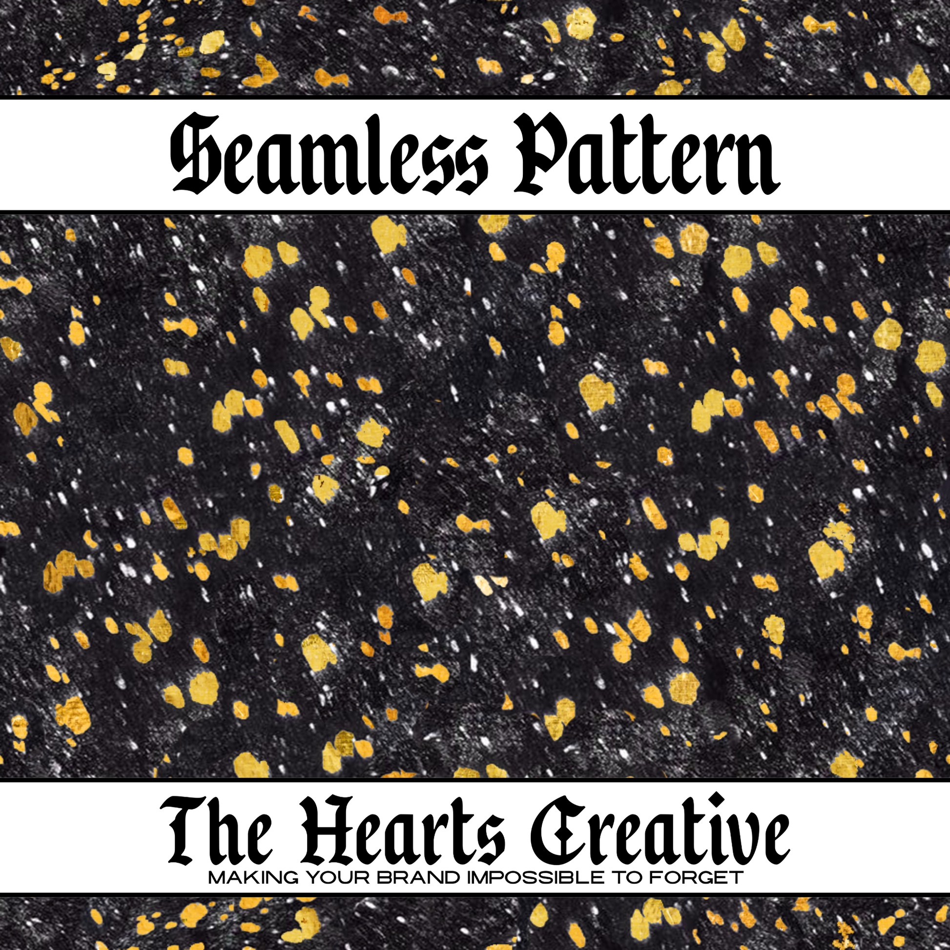 metallic gold and black cowhide seamless pattern for western fabric and sublimation