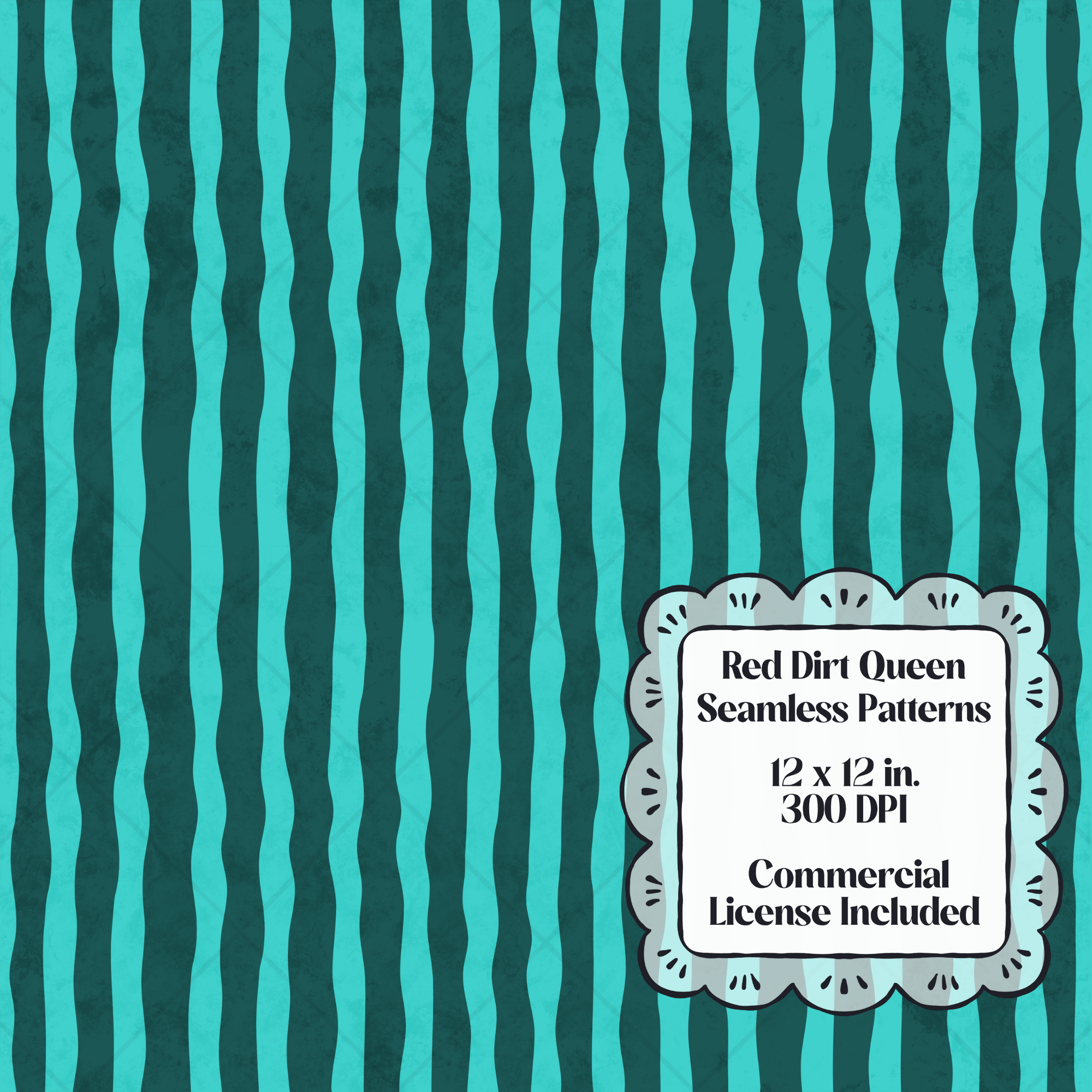 Teal Wavy Stripe Seamless Pattern