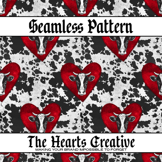 red hearts cowhide seamless pattern for western sublimation and fabric printing