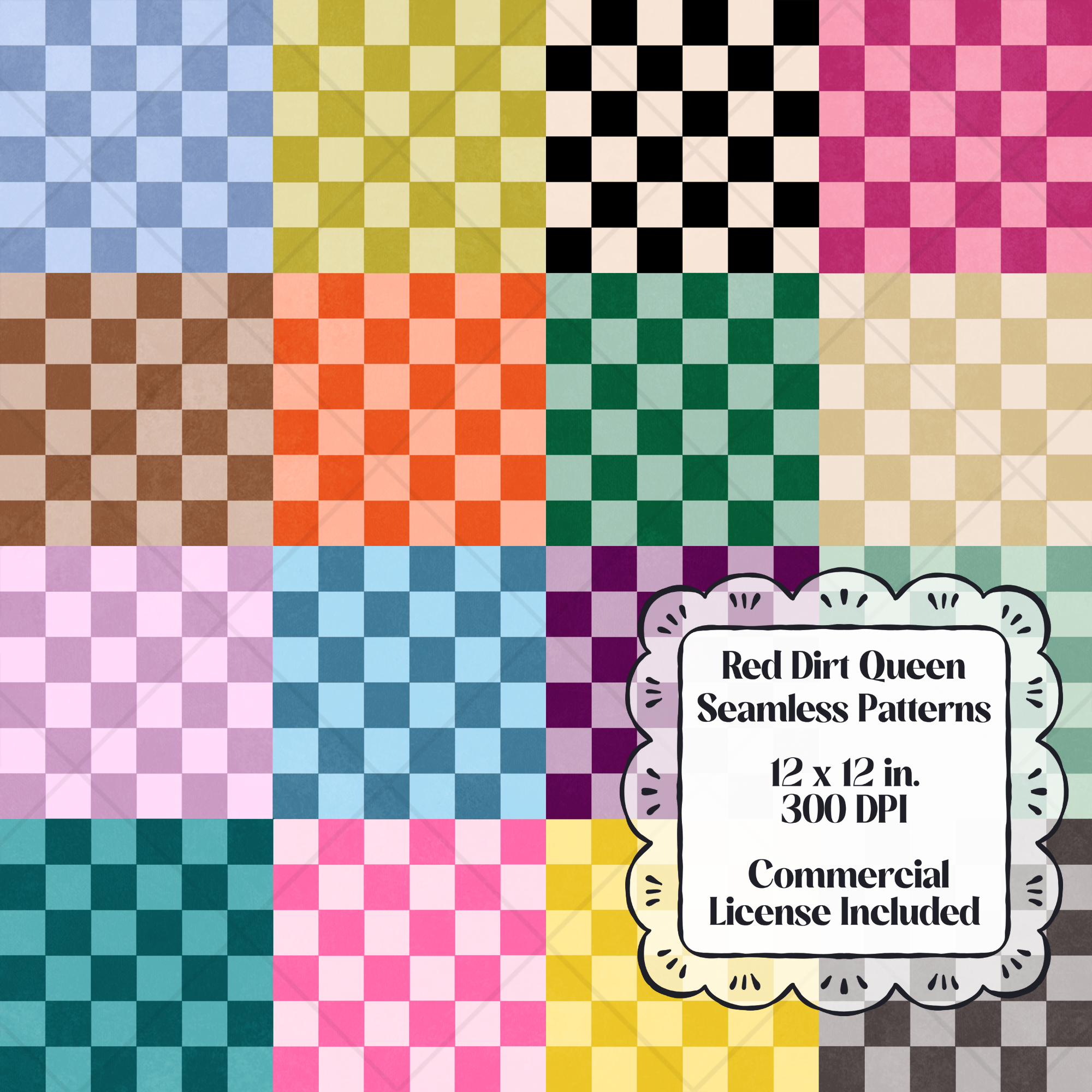 Multi Color Checkered Seamless Pattern