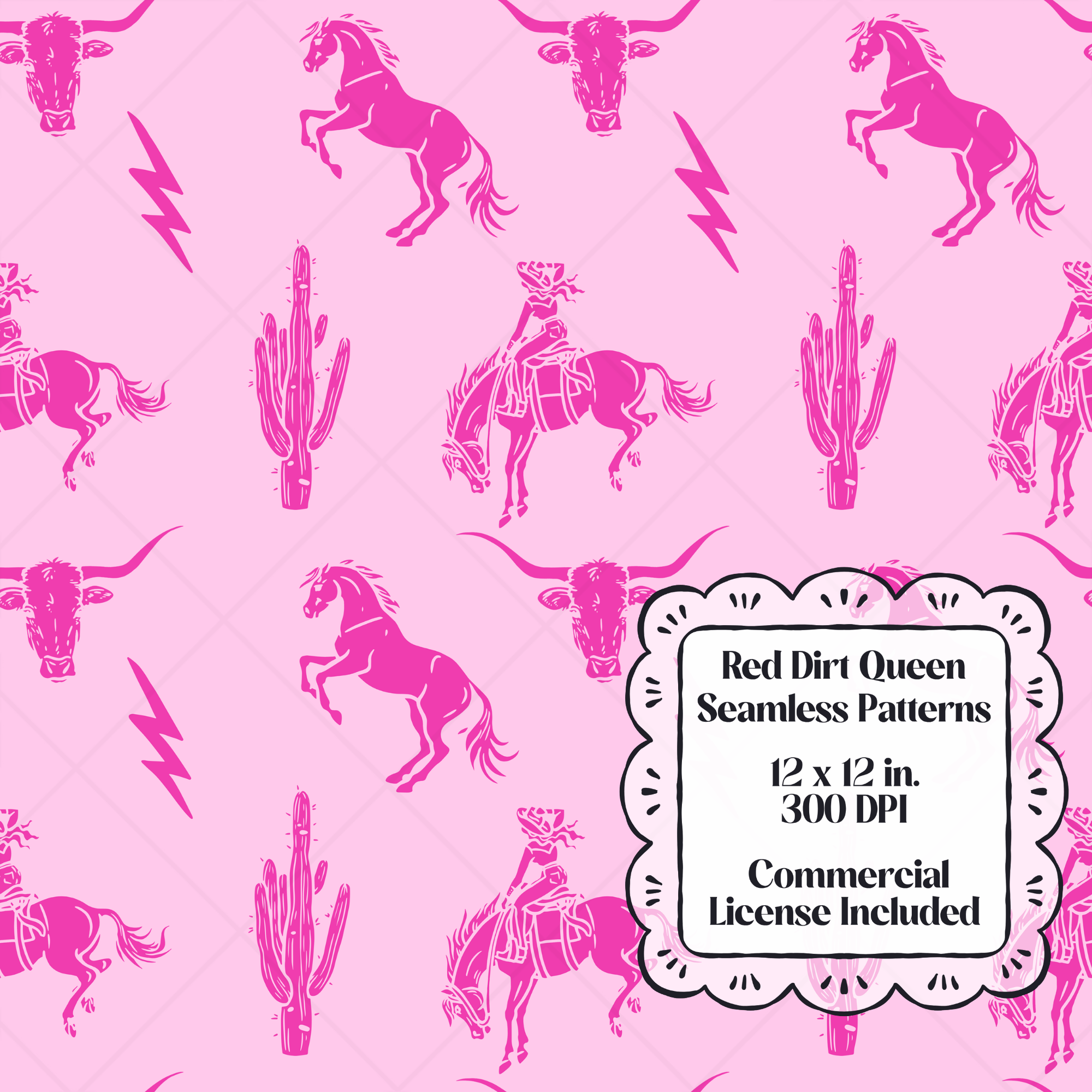 Hot Pink Cowgirl Seamless Pattern