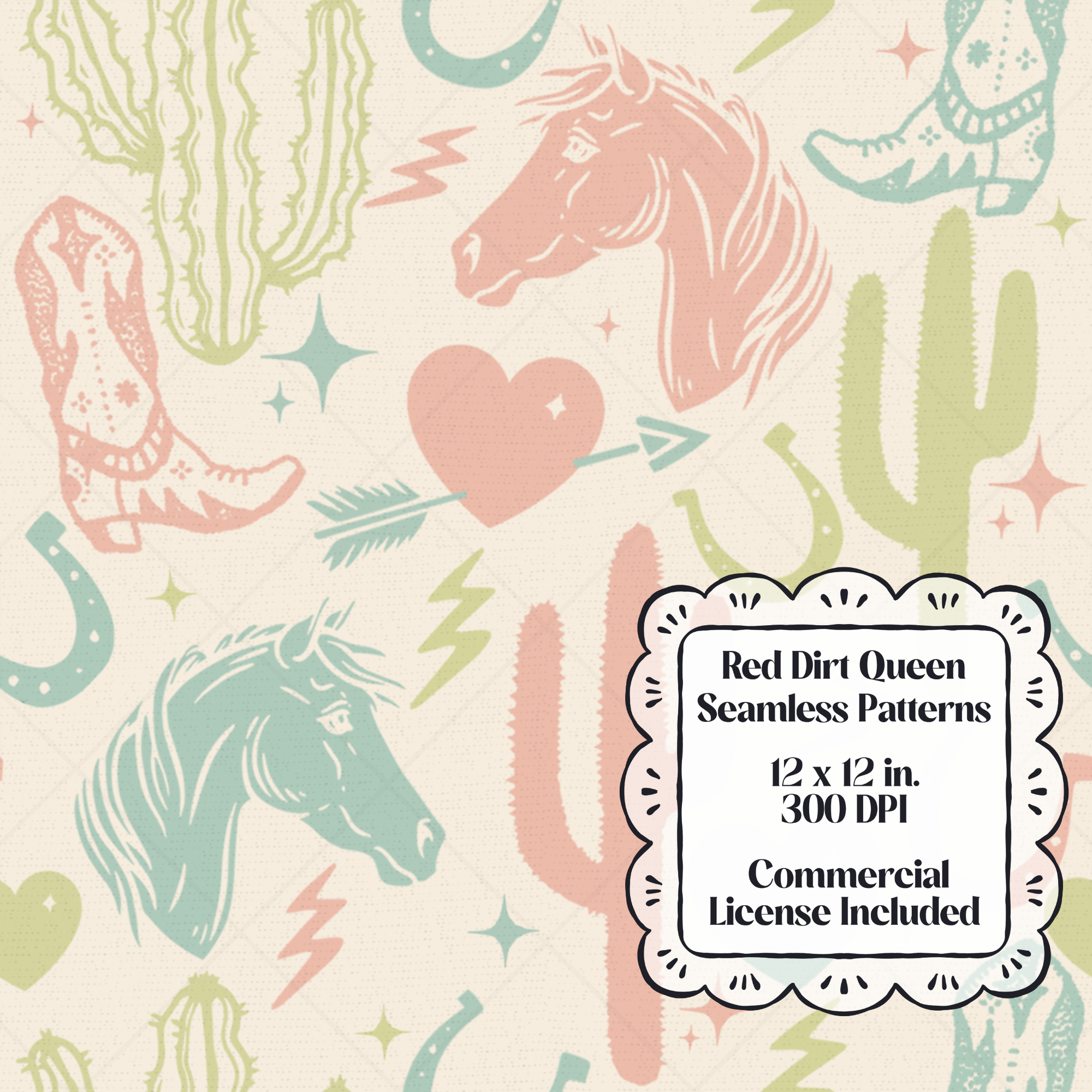 Trendy Cowgirl Seamless Pattern