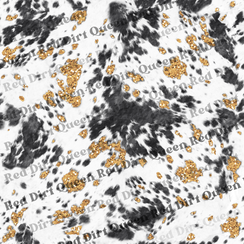 Cowhide Seamless Pattern - Gold Glitter Cowhide