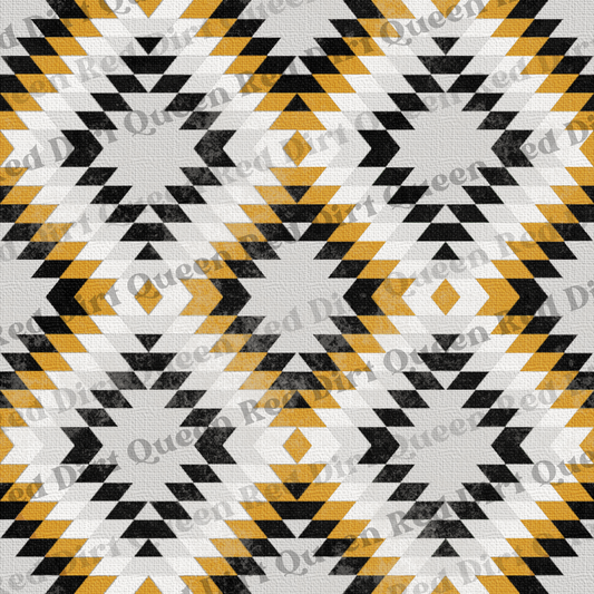 Western Seamless Pattern - Orange & Black Textured Aztec - Digital Download