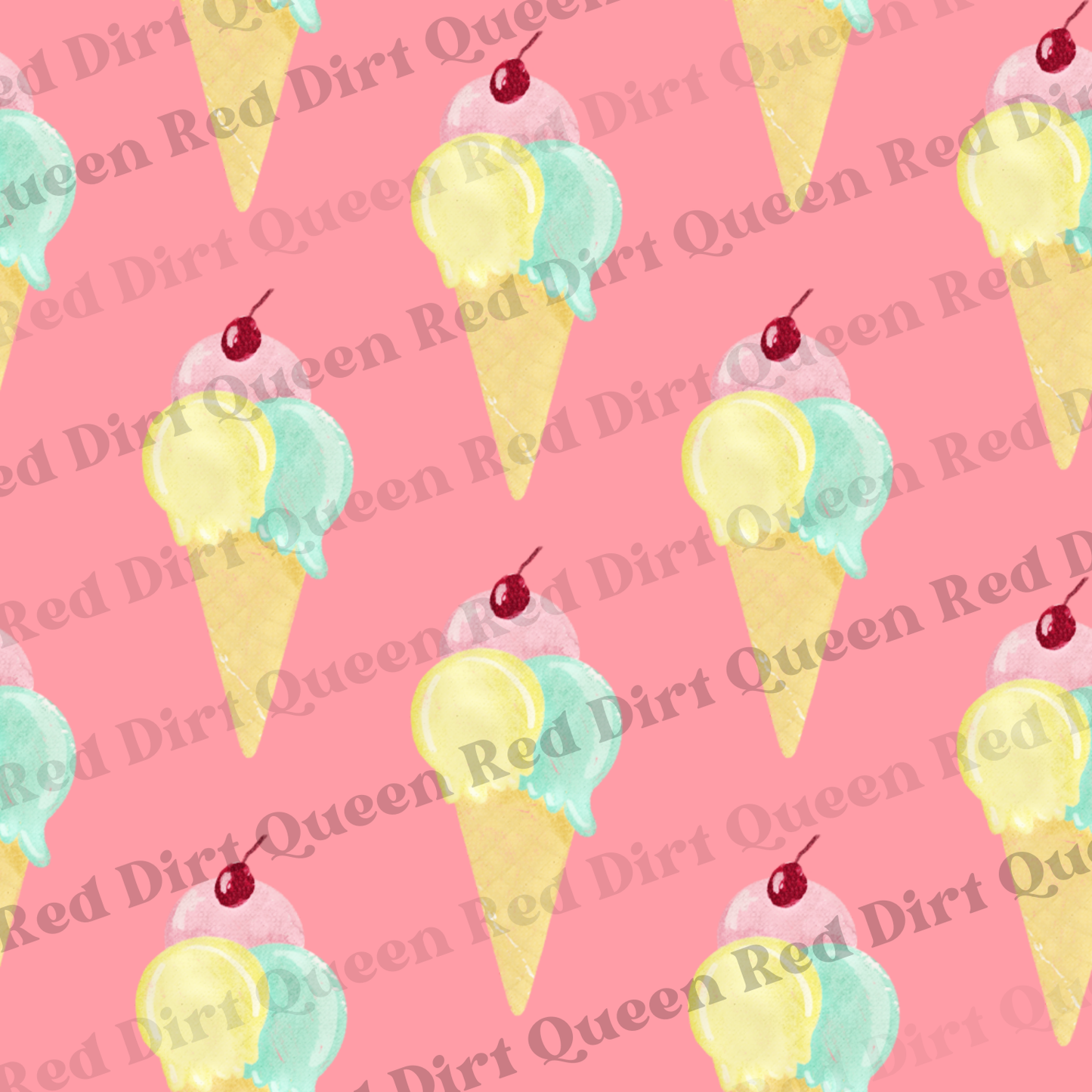 Seamless Pattern - Ice Cream Cones Pink