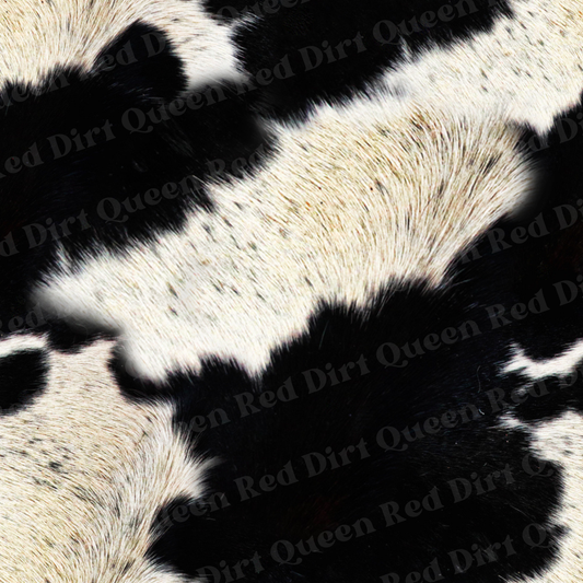 Western Seamless Pattern - Realistic Cow Black - Digital Download