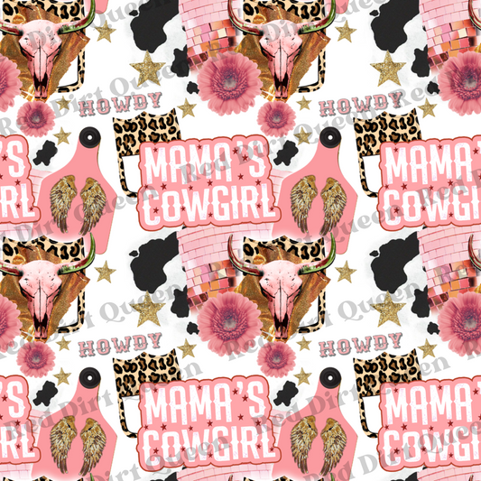 Western Seamless Pattern - Mama's Cowgirl Collage - Digital Download