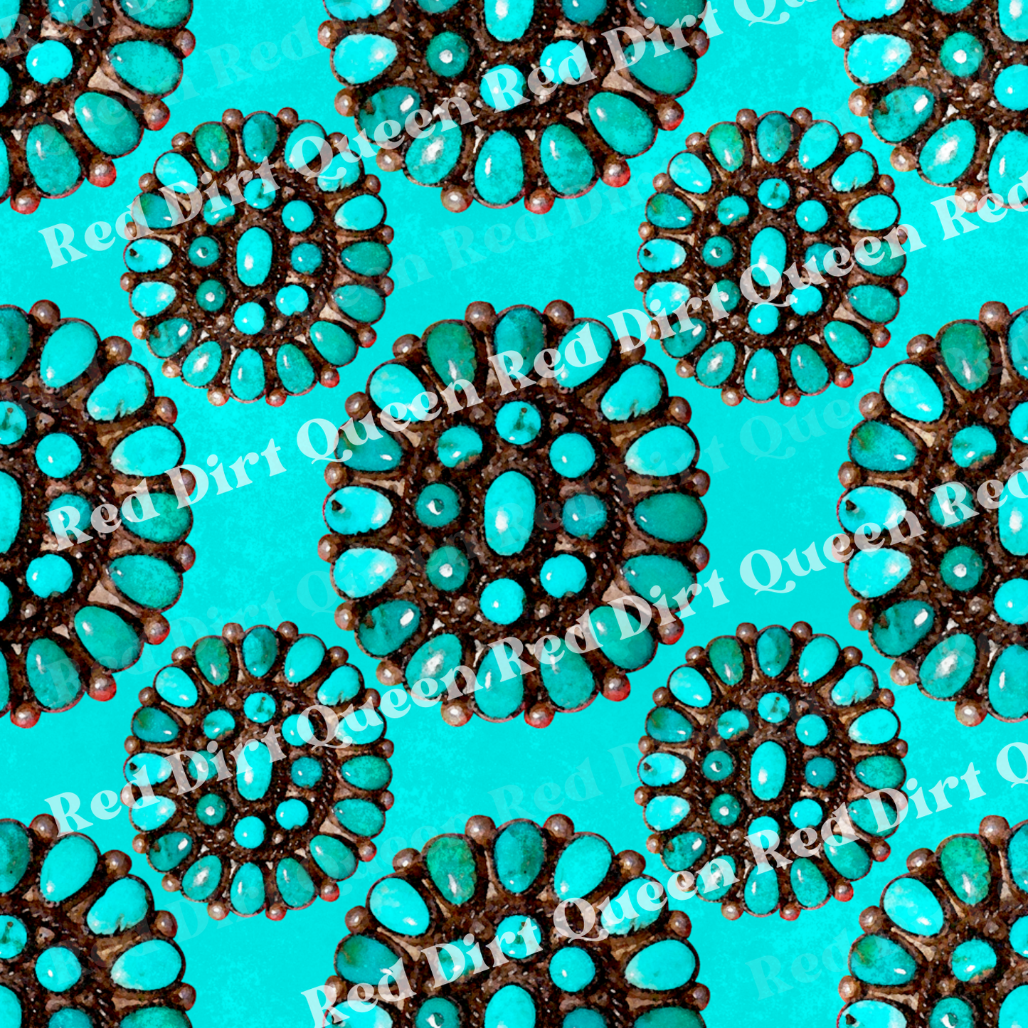 Western Seamless Pattern - Turquoise Stones Distressed - Digital Download