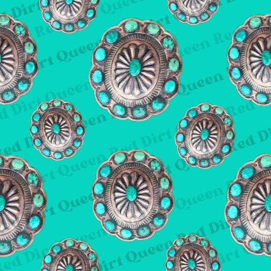 Western Seamless Pattern - Turquoise Concho - Digital Download