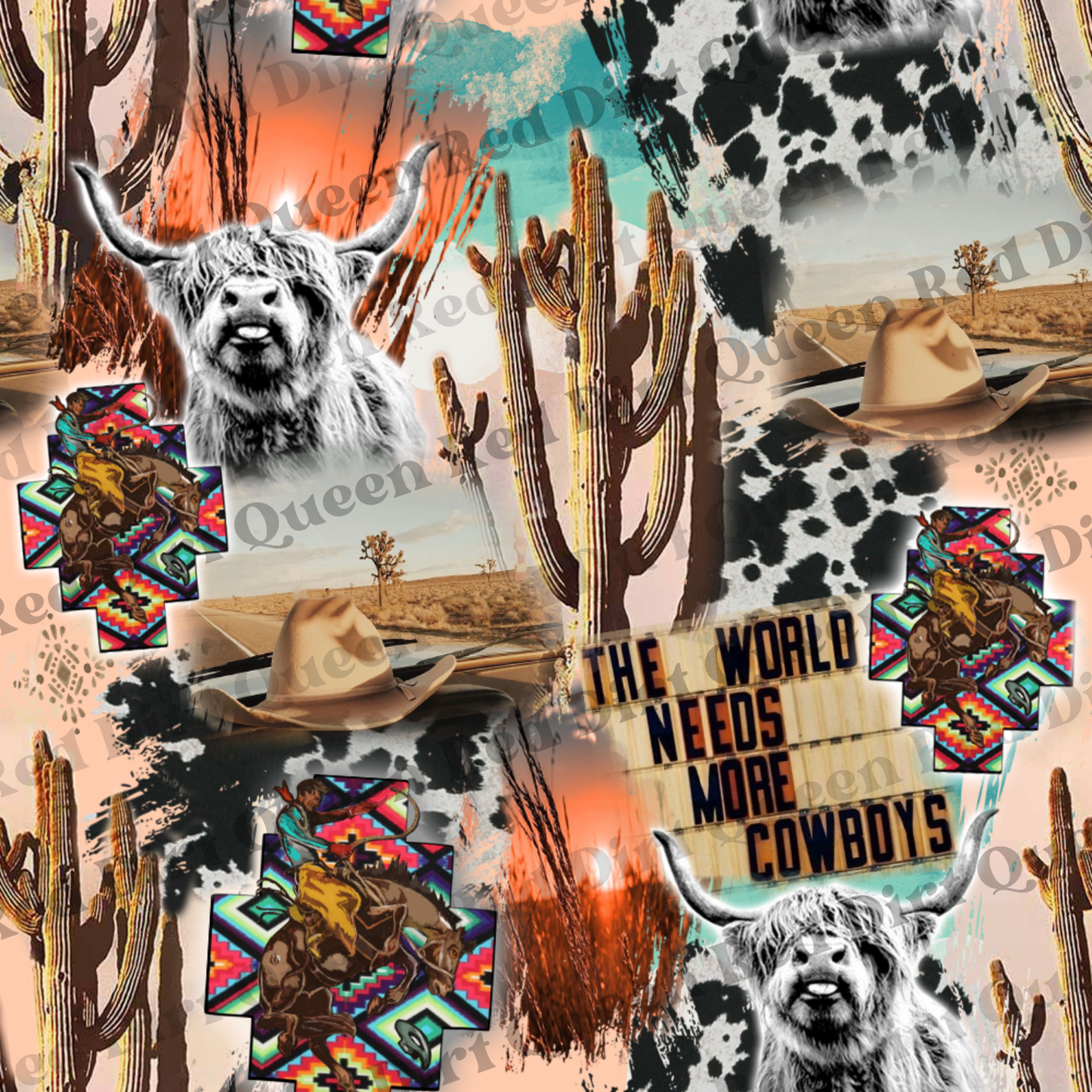 Western Seamless Pattern - Western Vibes Only - Digital Download