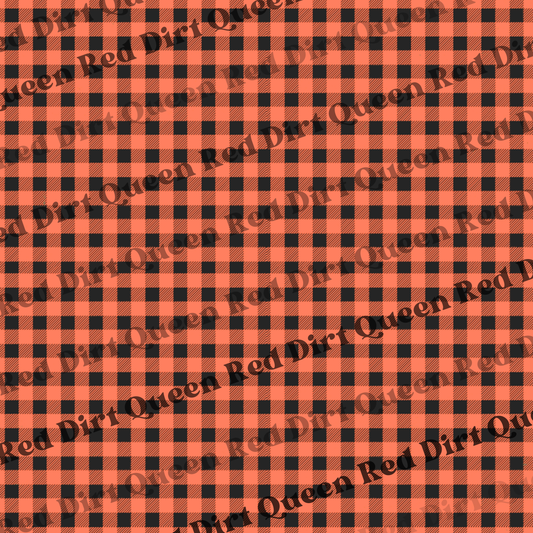 Fall & Halloween Seamless Pattern - Orange & Black Plaid