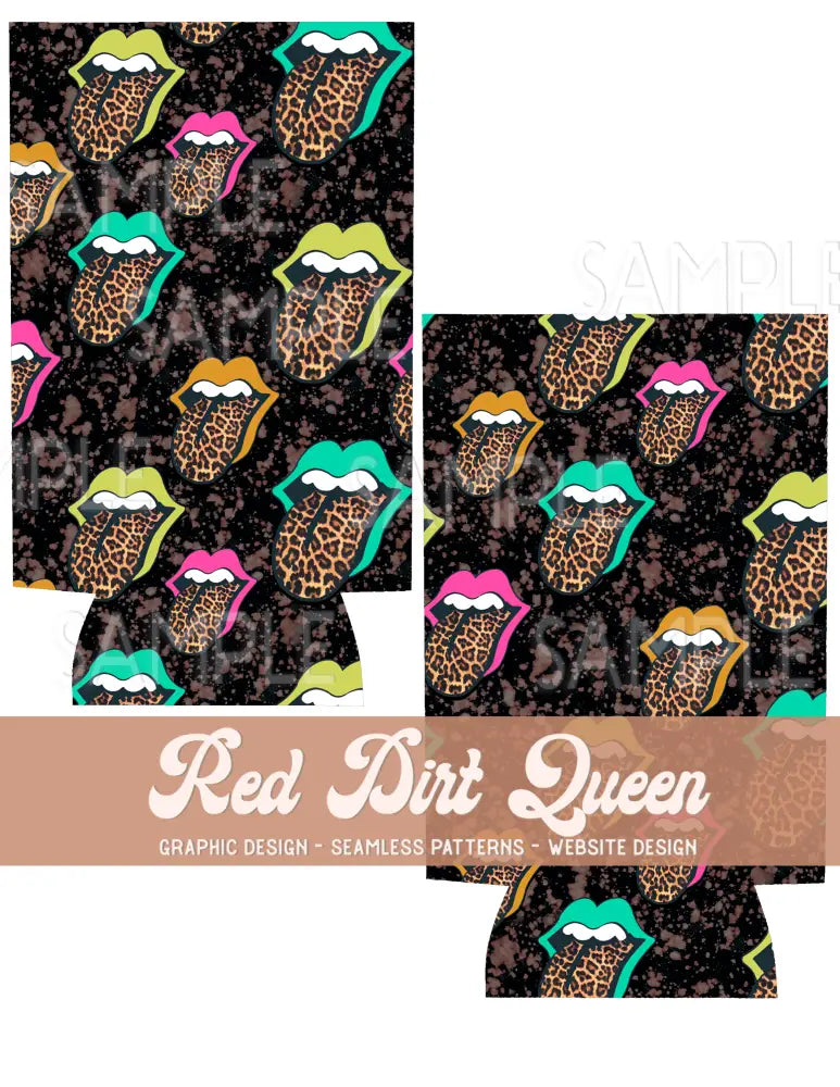 Bleached Colorful Leopard Lips Slim Can Template