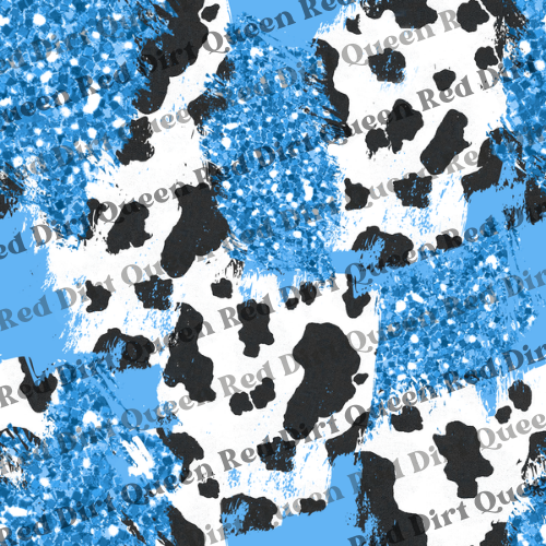 Cowhide Seamless Pattern - Blue Glitter Cow Mix