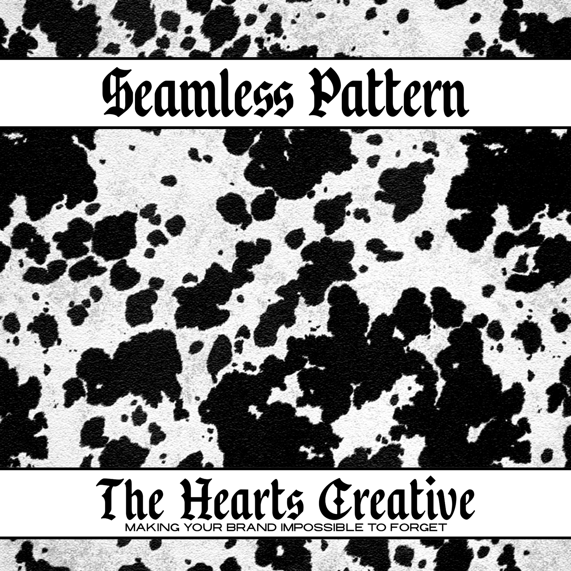 black and white cowhide seamless pattern for western sublimation and fabric printing