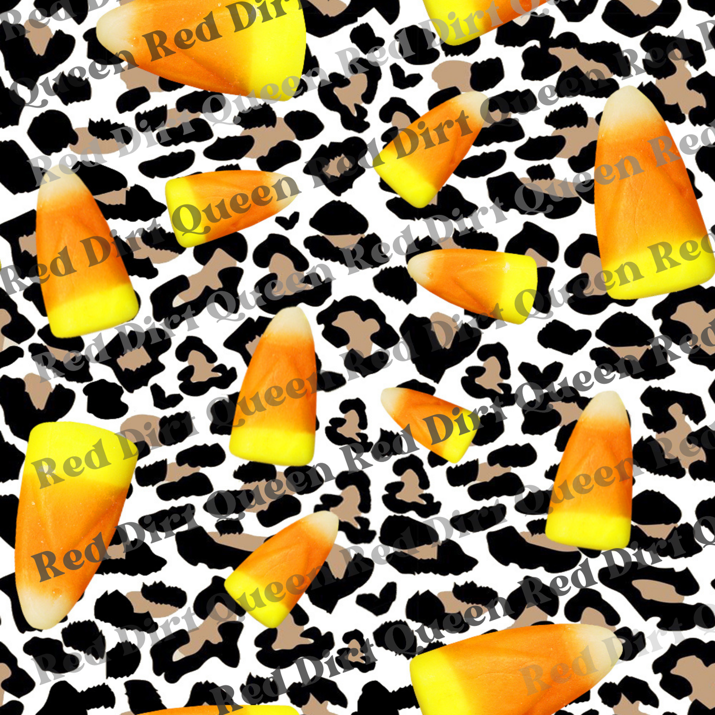 Fall & Halloween Seamless Pattern - Leopard Candy Corn