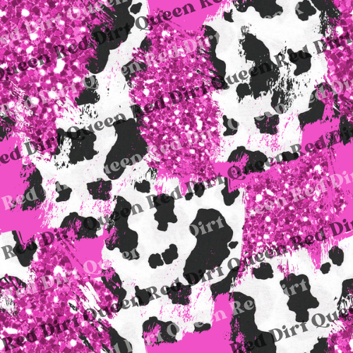 Cowhide Seamless Pattern - Dark Pink Glitter Cow Mix