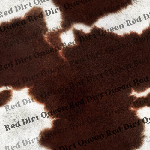 Cowhide Seamless Pattern - Realistic Cowhide Dark Red & White