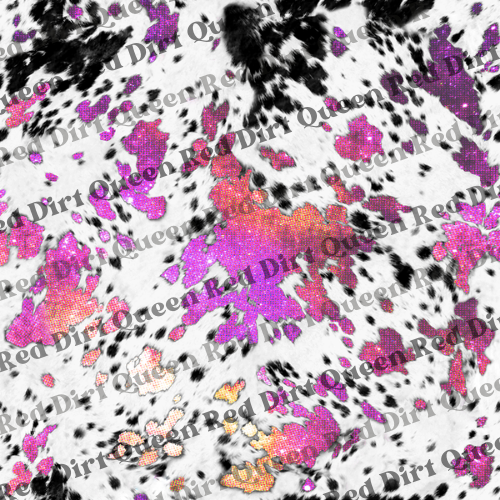 Cowhide Seamless Pattern - Pink Disco Ball Cowhide